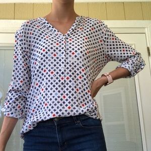 Grand & Greene blue and red blouse